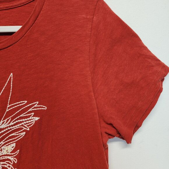 J.Crew Collector Pineapple T-shirt Size L Rust Orange Sequin Cotton Short Sleeve - Picture 6 of 12